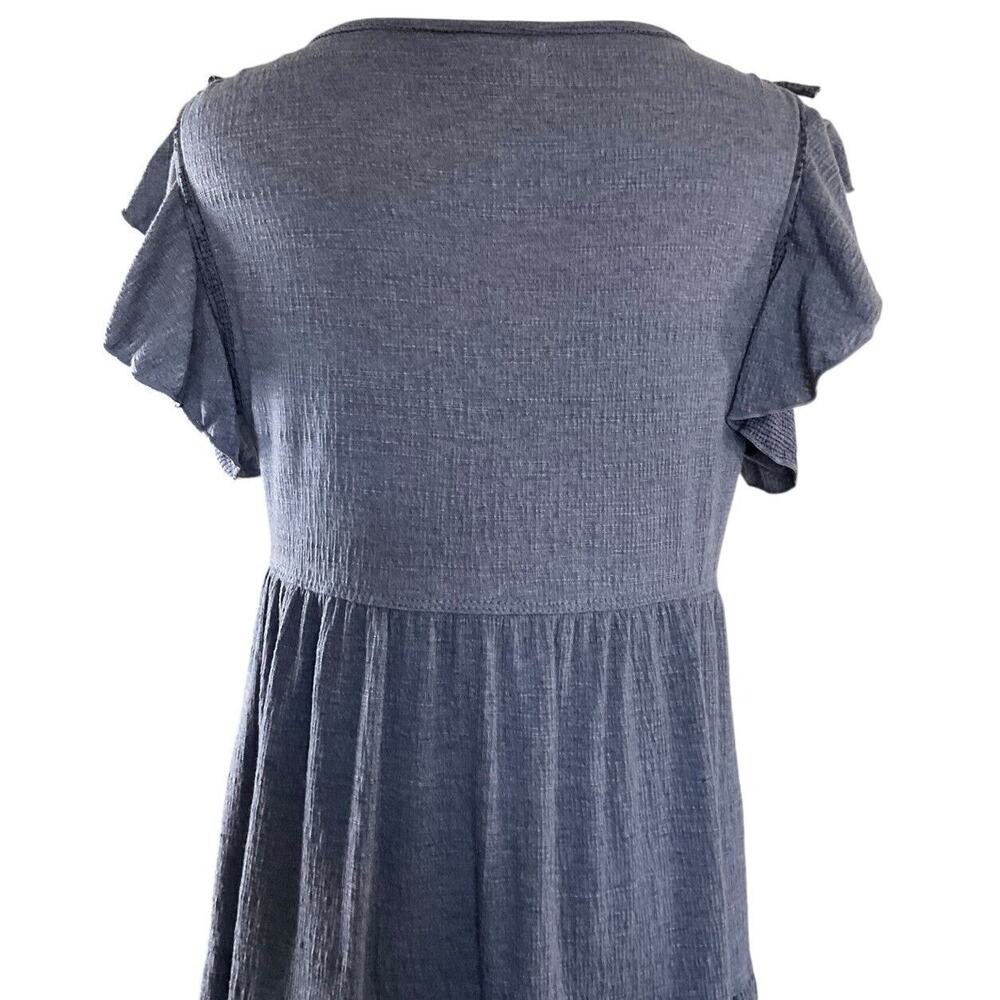 Max Studio‎ Tiered Midi Dress Blue Ruffle Sleeve V Neck Women's Size Medium - Picture 12 of 12